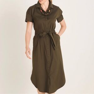 Chicos Poplin Utility Midi Dress